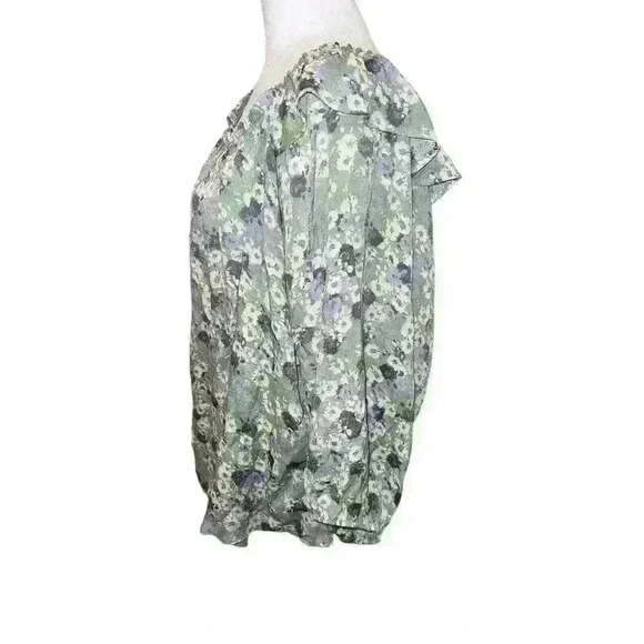 NWT Zac & Rachel Women's Size 3X Plus Floral Green Blouse - Picture 3 of 8